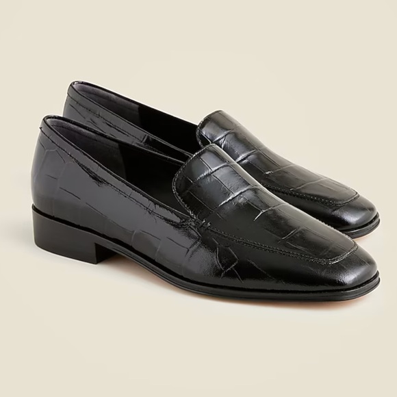J. Crew Maison loafers in croc-embossed black Italian leather- size 7.5 - Picture 2 of 9